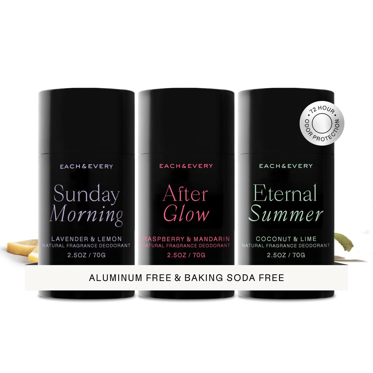 Each & Every front packaging showing three scent sticks and sustainable design benefit