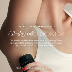 Each & Every deodorant stick open, demonstrating smooth glide and easy application benefit