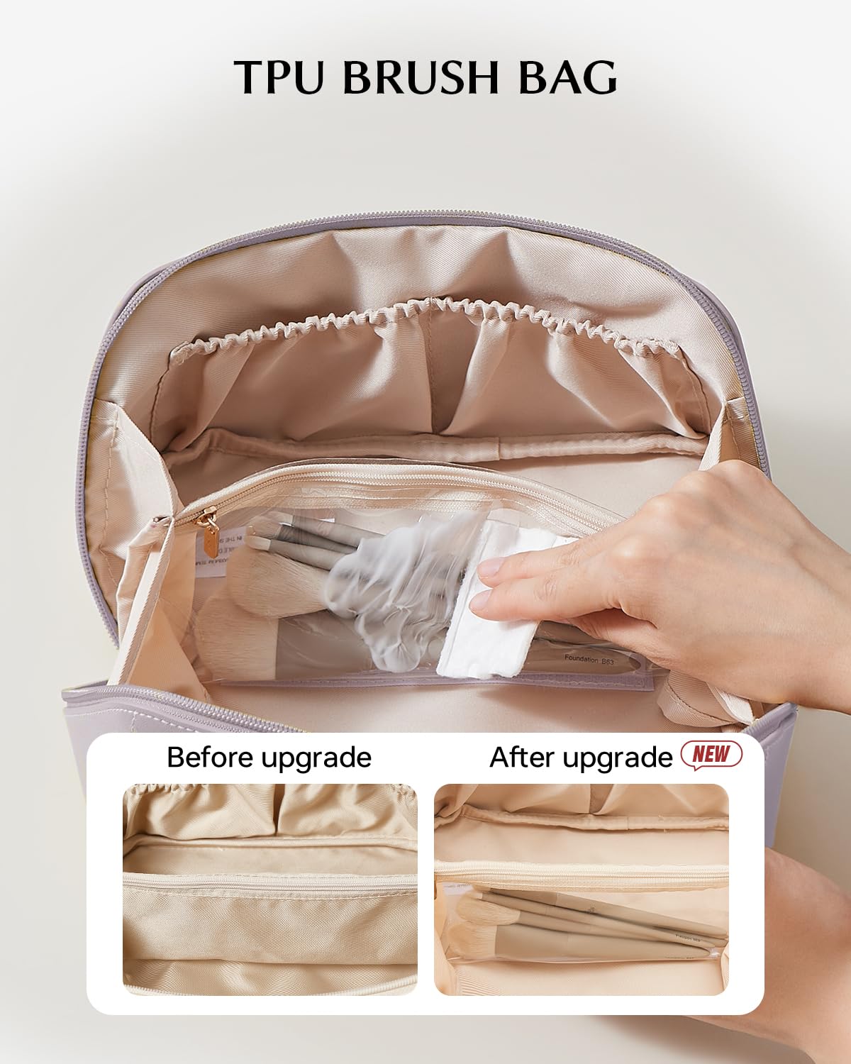 EACHY clear TPU brush compartment close-up keeps brushes protected and visible