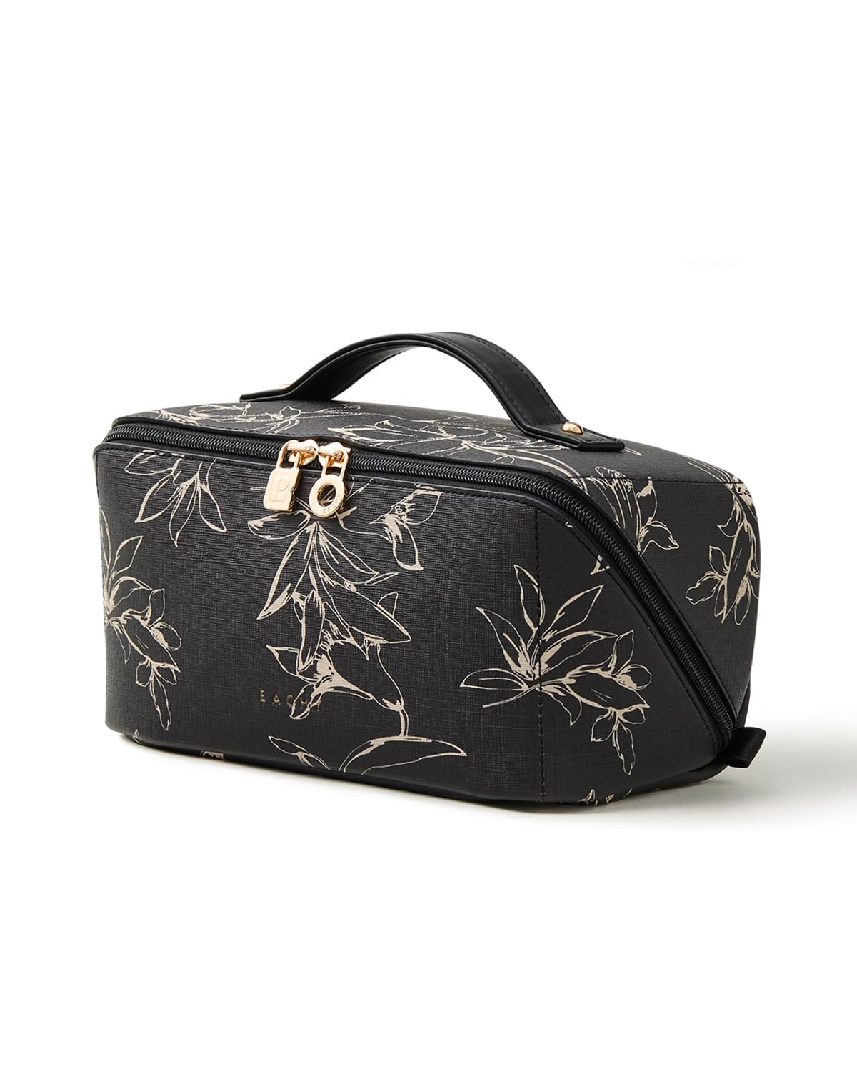 EACHY floral black front view shows compact, stylish storage benefit