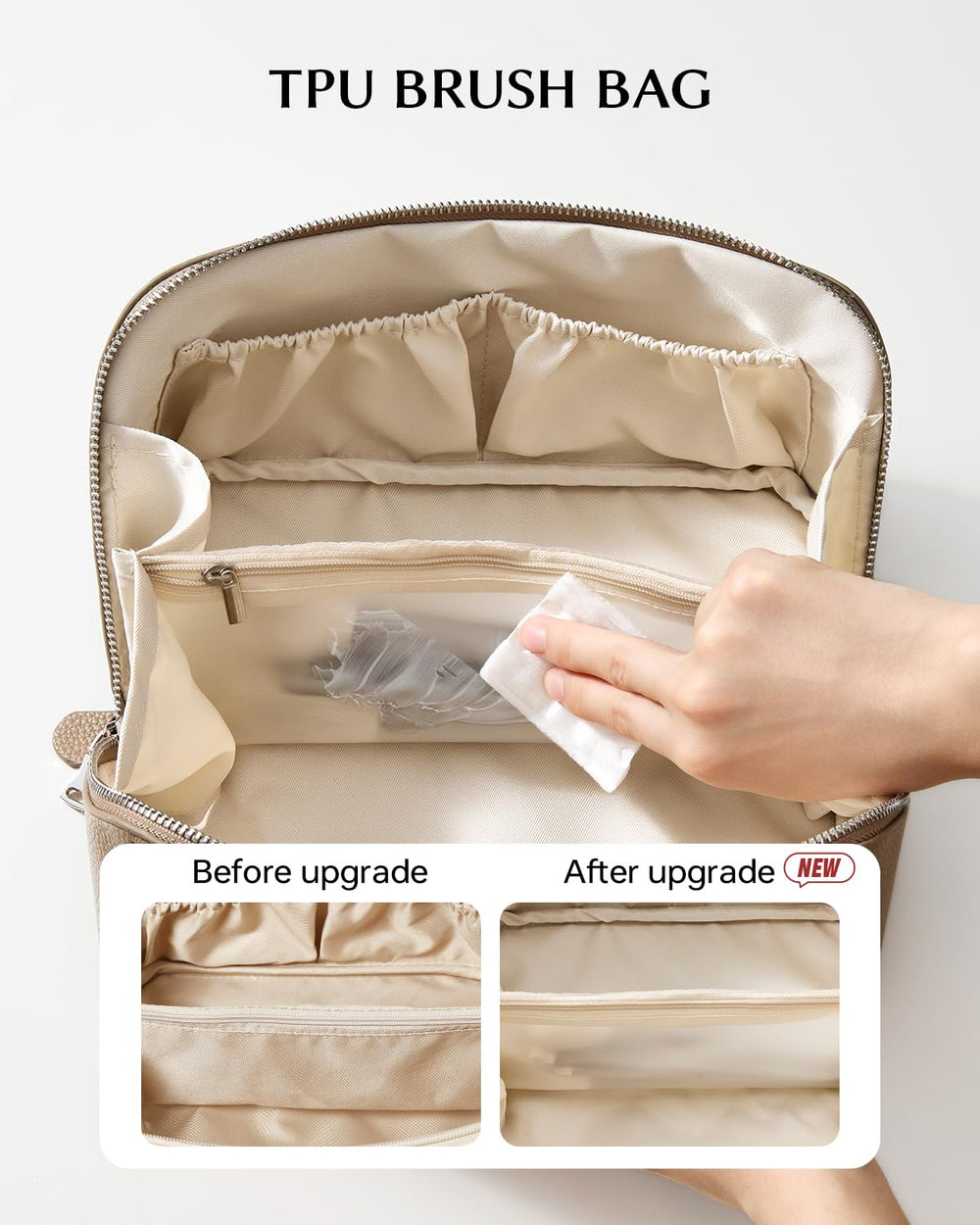 EACHY travel pouch inside suitcase demonstrating compact portability for trips