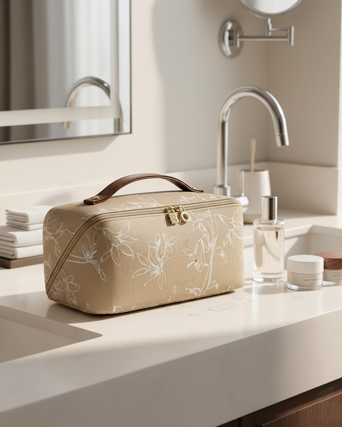 EACHY in travel setting inside suitcase showing compact organization benefit