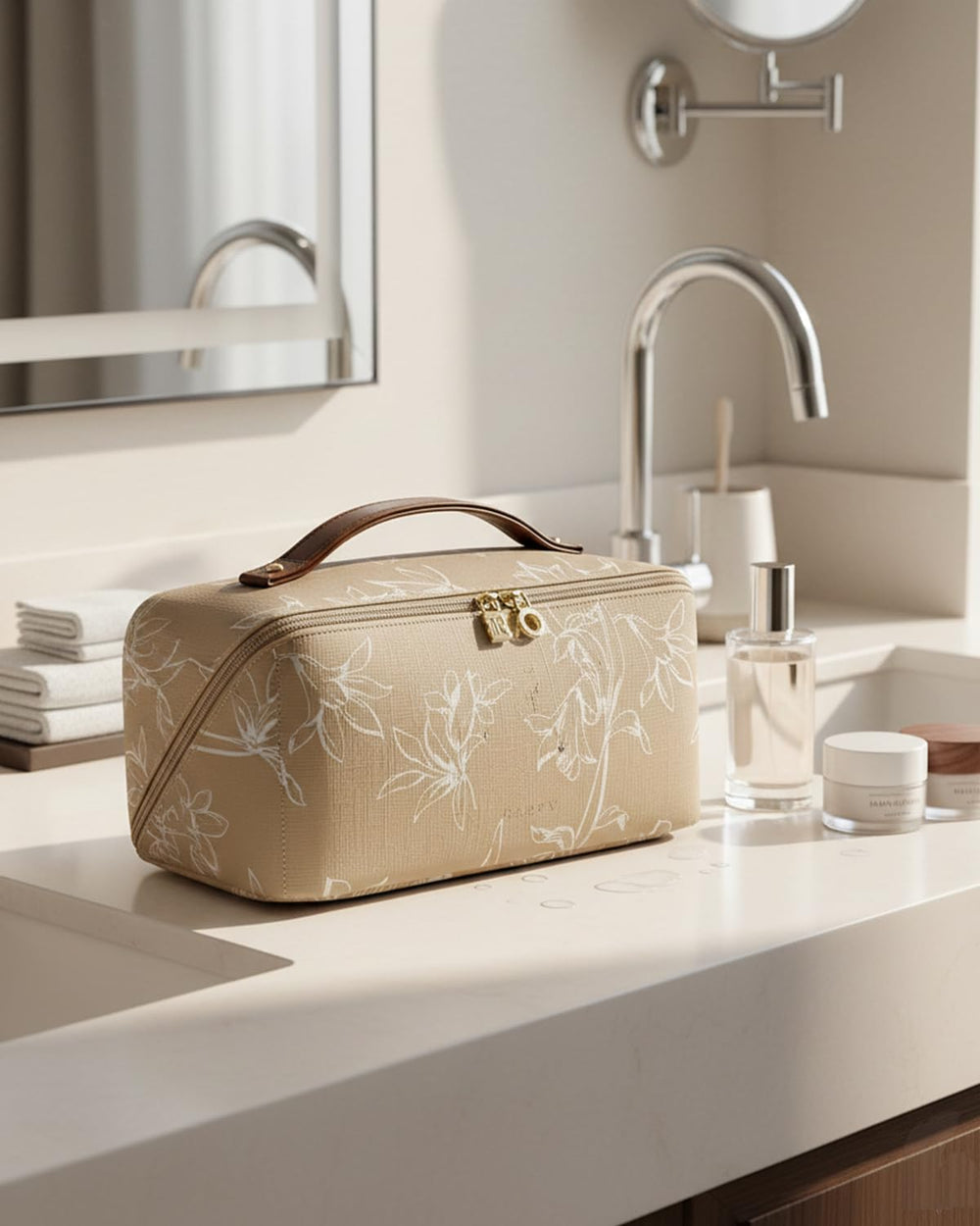 EACHY in travel setting inside suitcase showing compact organization benefit