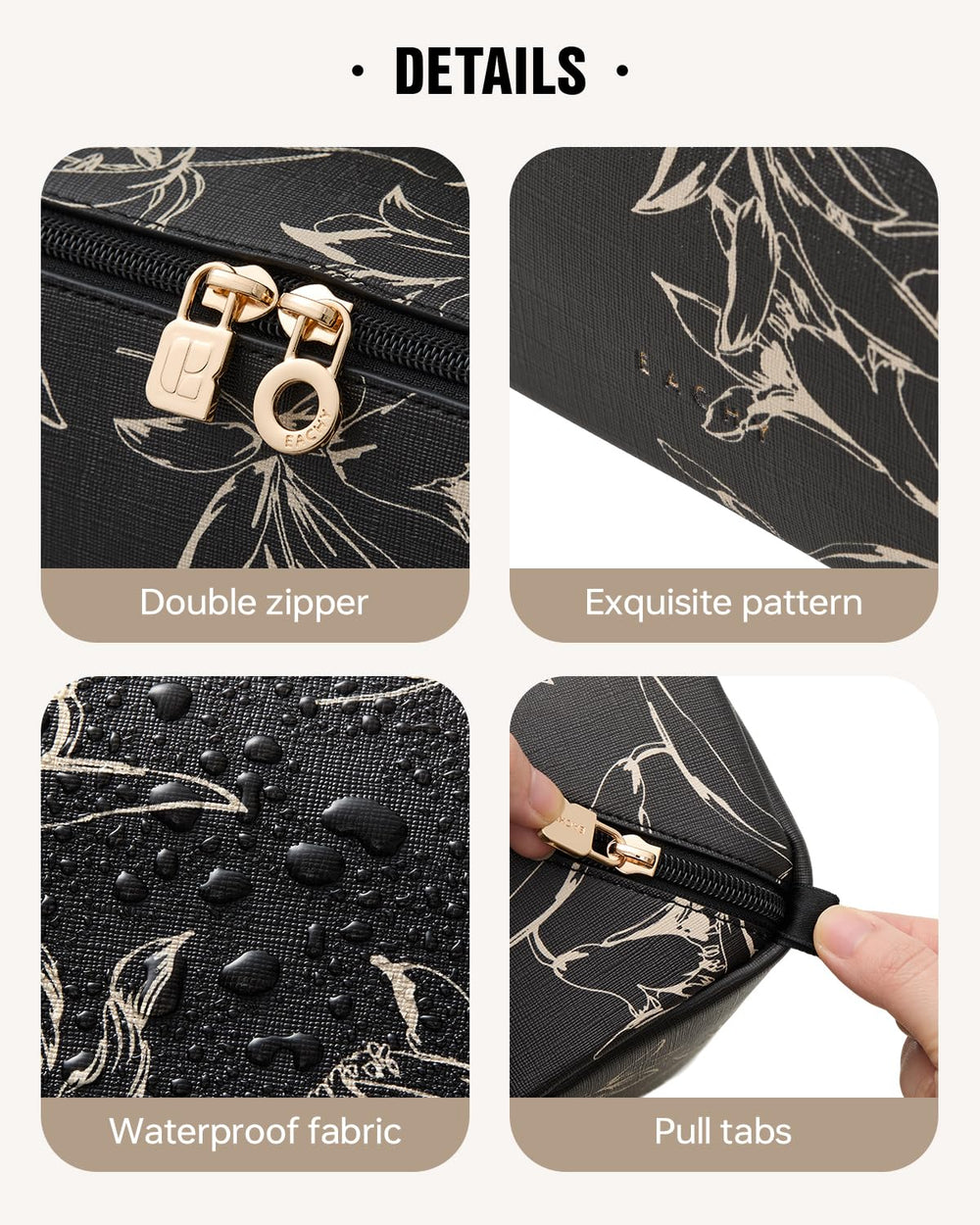 EACHY middle compartment expanded holding bulkier skincare items