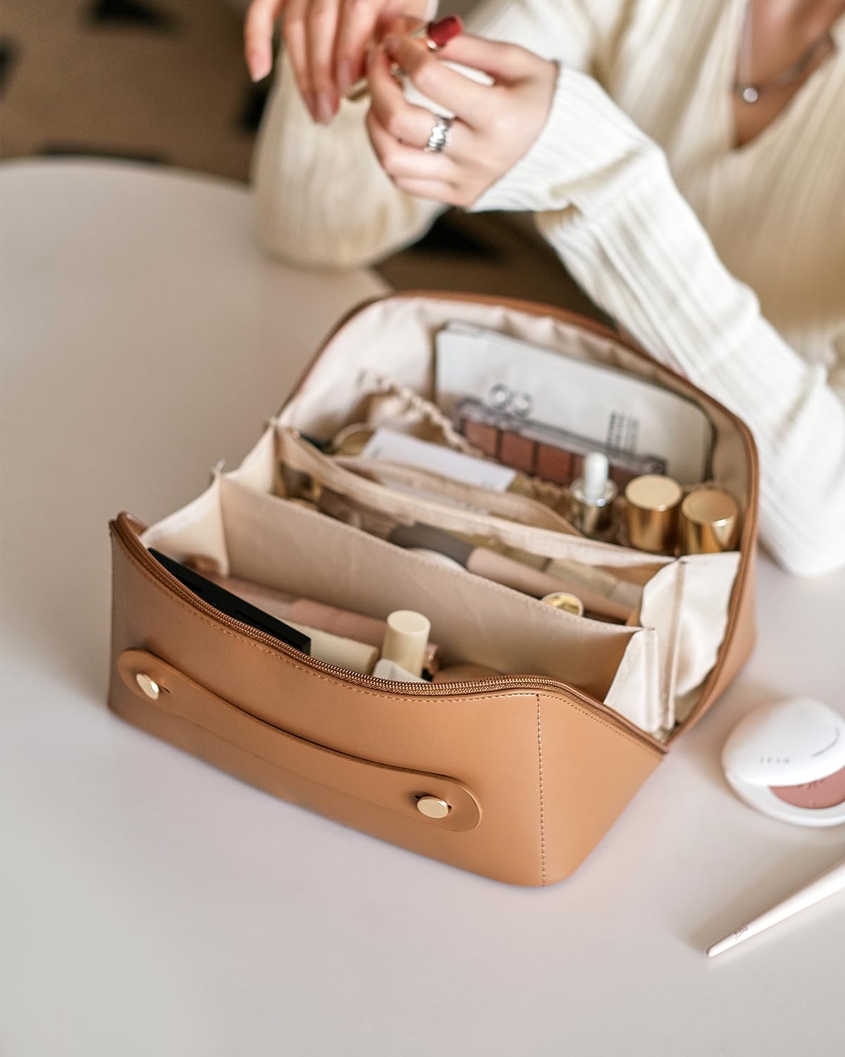 EACHY on bathroom counter showing stylish everyday convenience