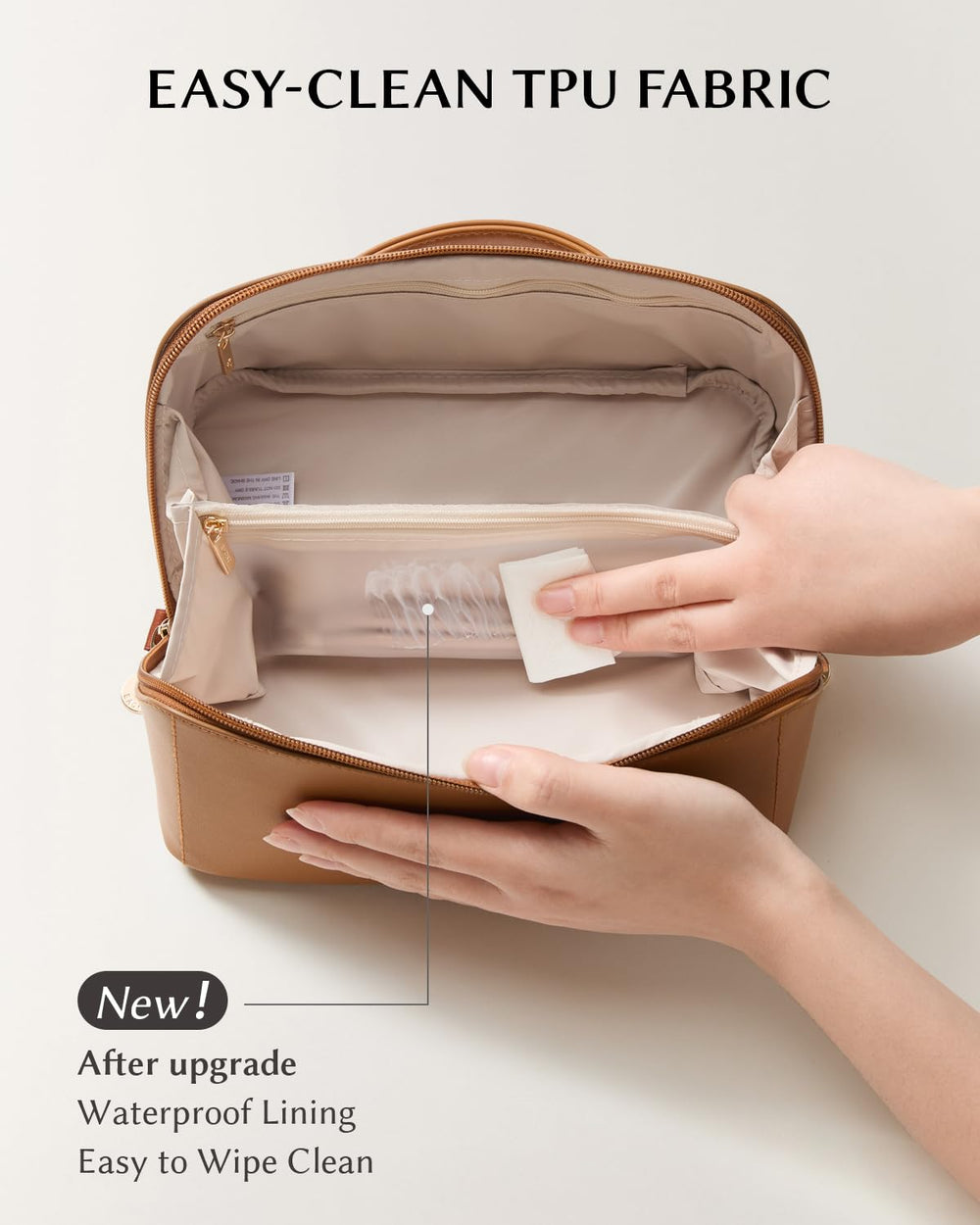 EACHY size comparison with hand demonstrating compact travel-friendly capacity