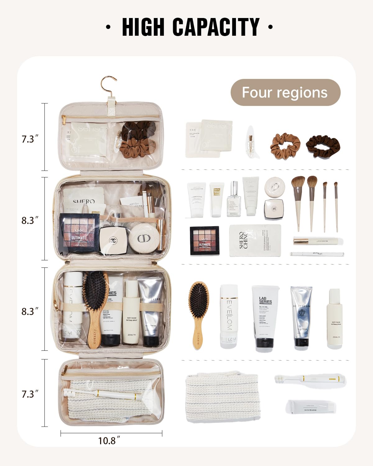 EACHY elastic bands securing bottles and brushes to prevent shifting