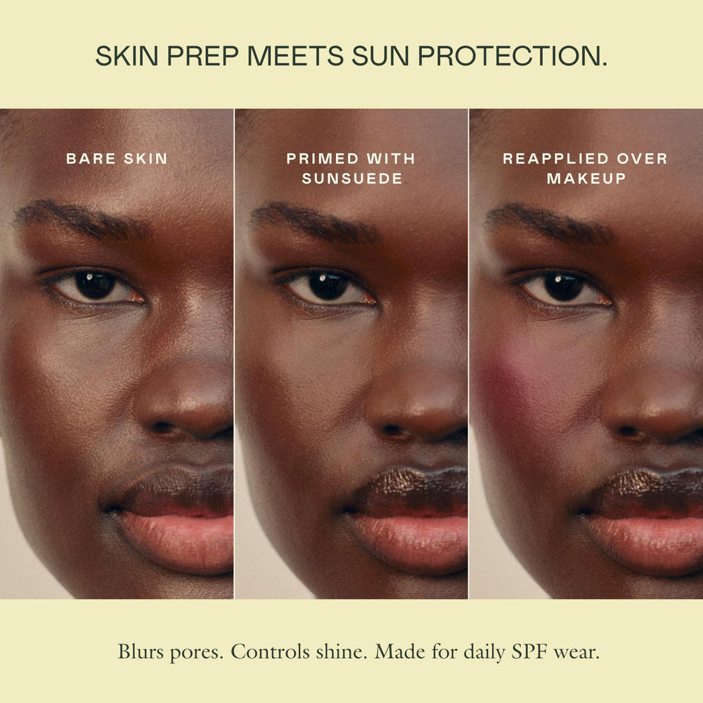 EADEM application on cheek demonstrating blurring and matte effect