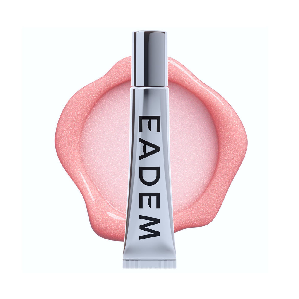 EADEM front tube view showing Chateau Rose glossy lip balm and sleek packaging benefits a polished look