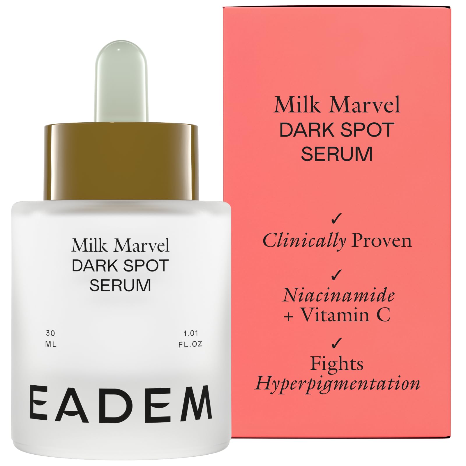 EADEM front bottle view showing sleek serum packaging and easy dispensing