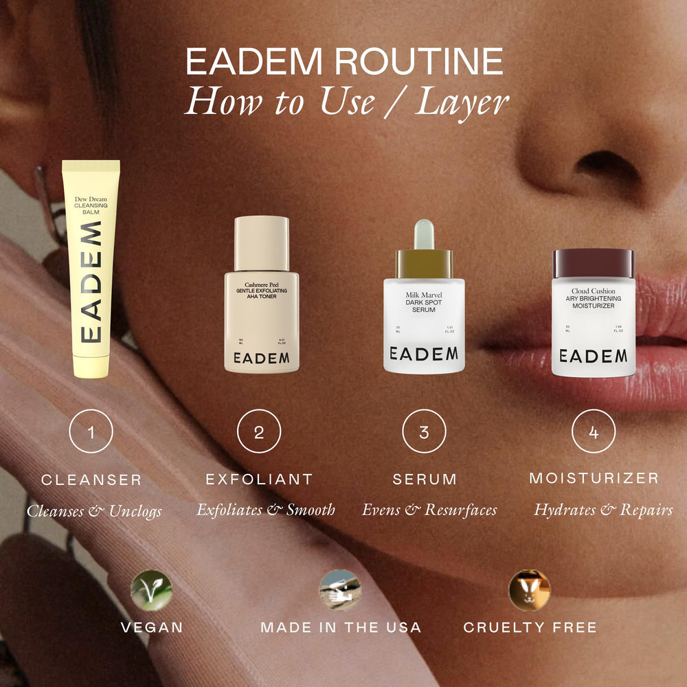 EADEM lifestyle bathroom routine showing daily use and routine fit