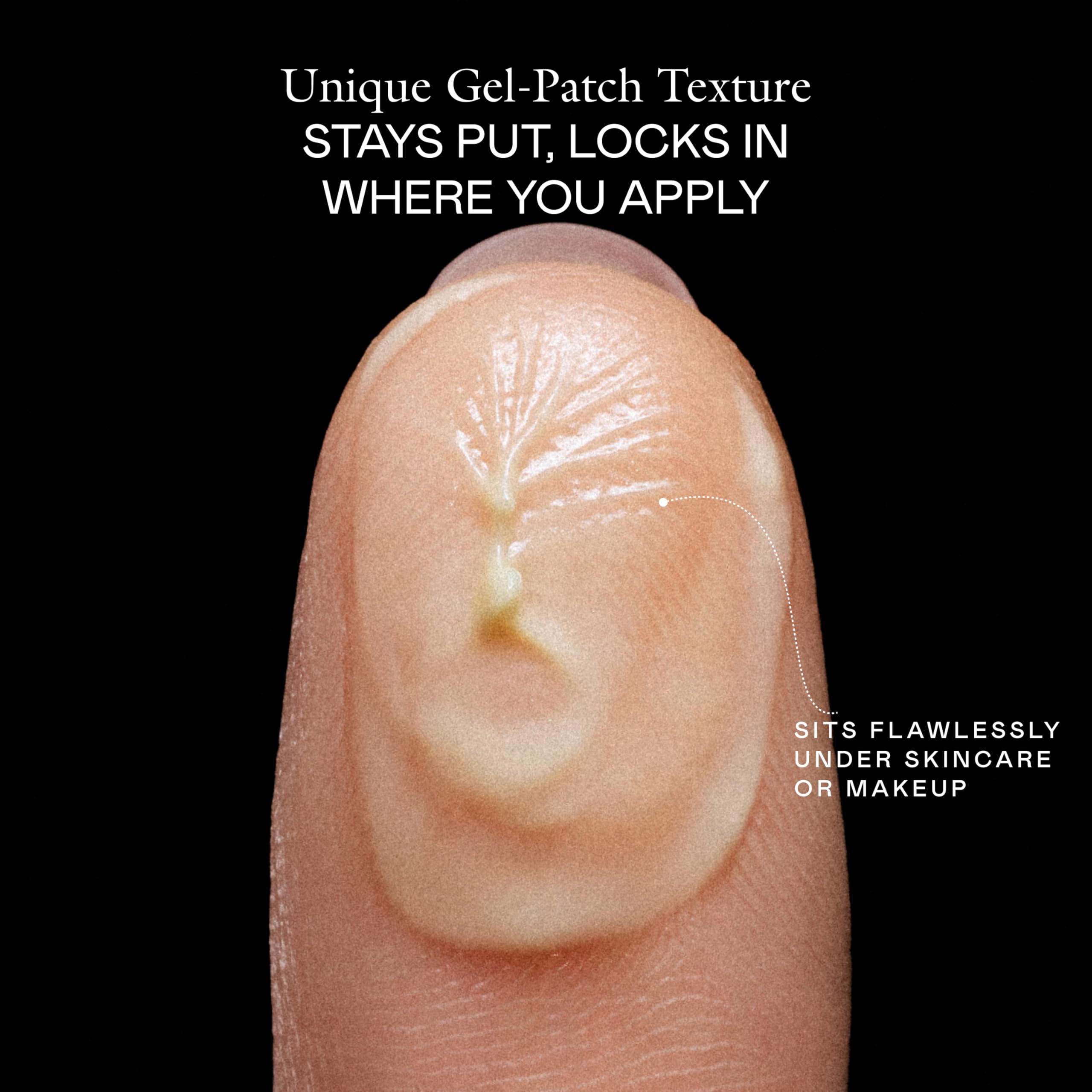 EADEM close-up of gel-patch texture demonstrating stay-put adherence benefit