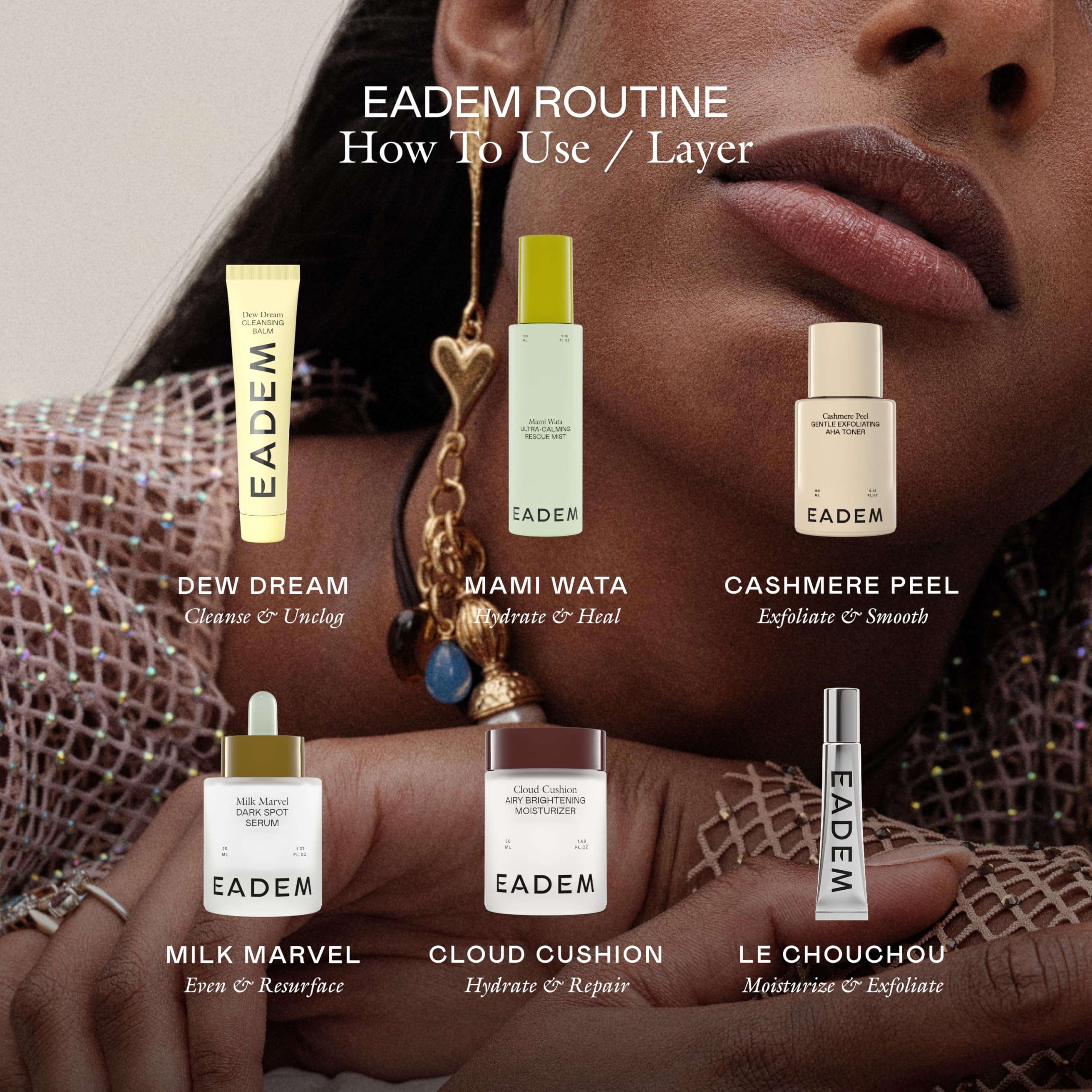 EADEM product in travel setting showing on-the-go skin revival benefit