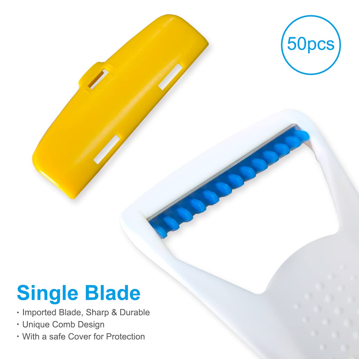 EAPC blade edge detail displaying coated single stainless-steel blade for smooth shave