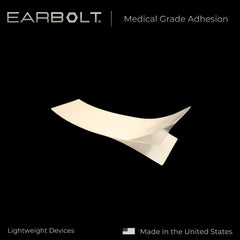 EARBOLT behind-ear application demonstrating invisible positioning benefit