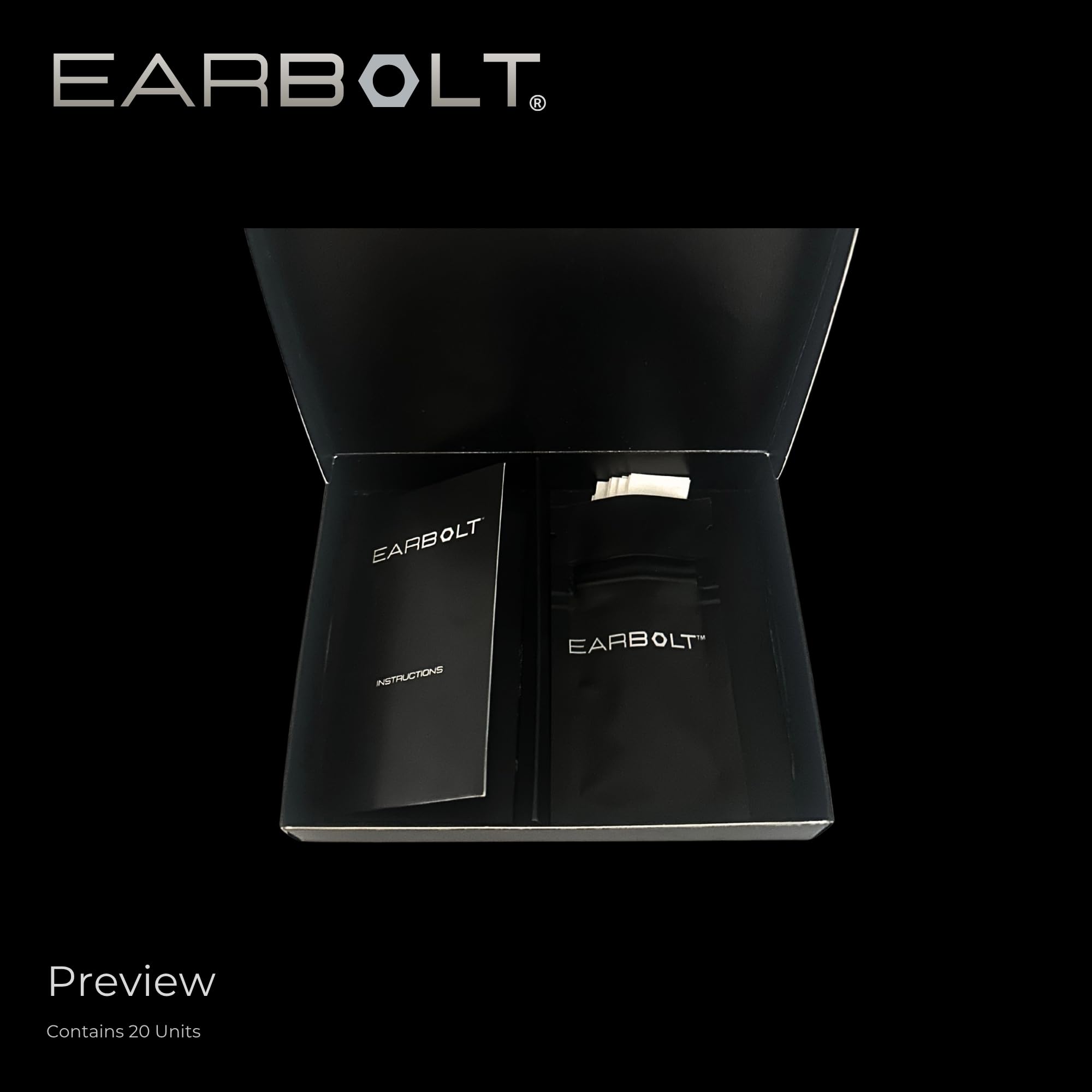 EARBOLT open pack with individual tabs visible for easy access