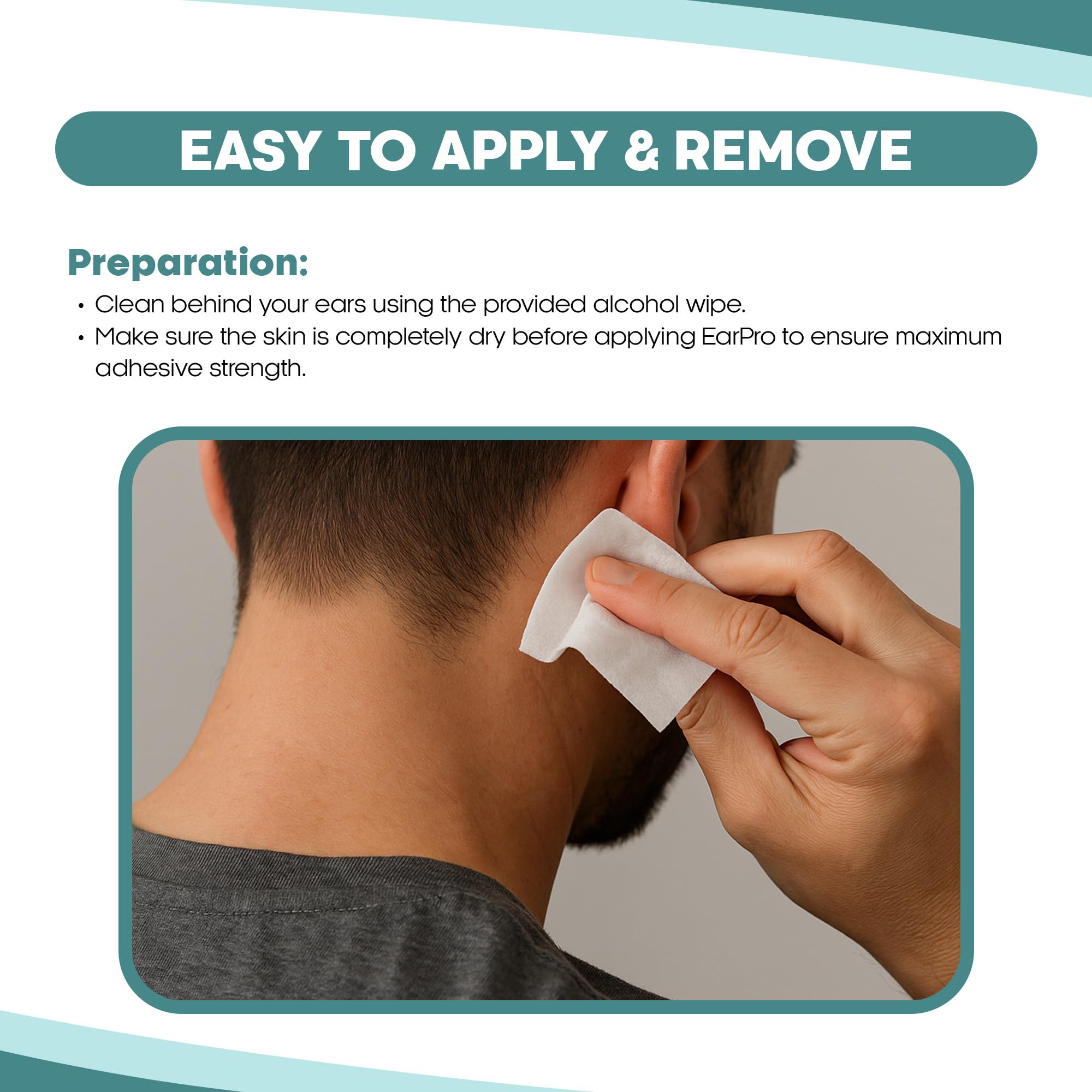 Earo close-up of adhesive texture highlighting comfort and secure hold