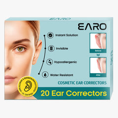 Earo front packaging showing clear patches and benefit of discreet correction