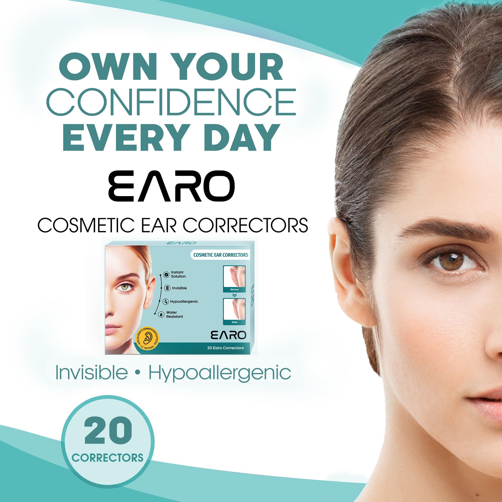 Earo label and alcohol wipes included showing prep and clean removal benefit