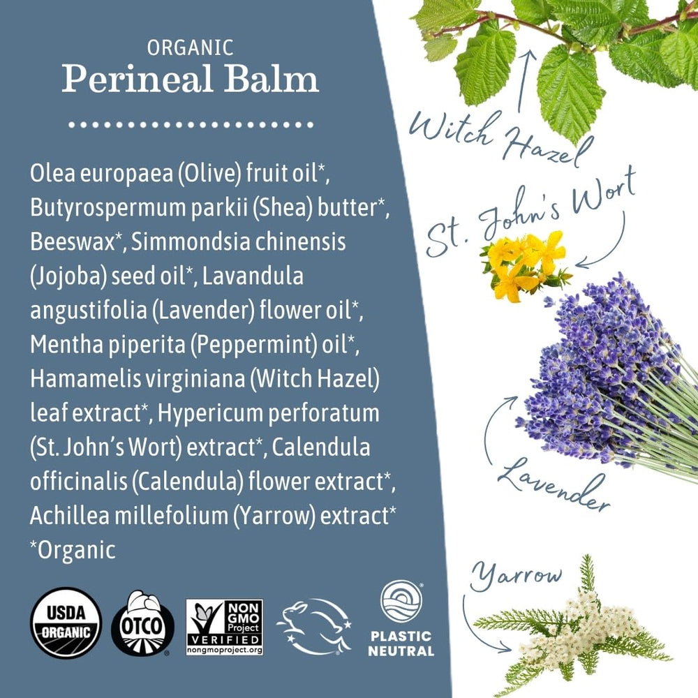 Earth Mama balm texture on fingertip showing gentle moisturizing benefit