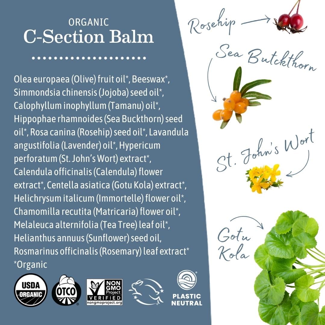 Earth Mama botanical ingredients display with tamanu and sea buckthorn benefits