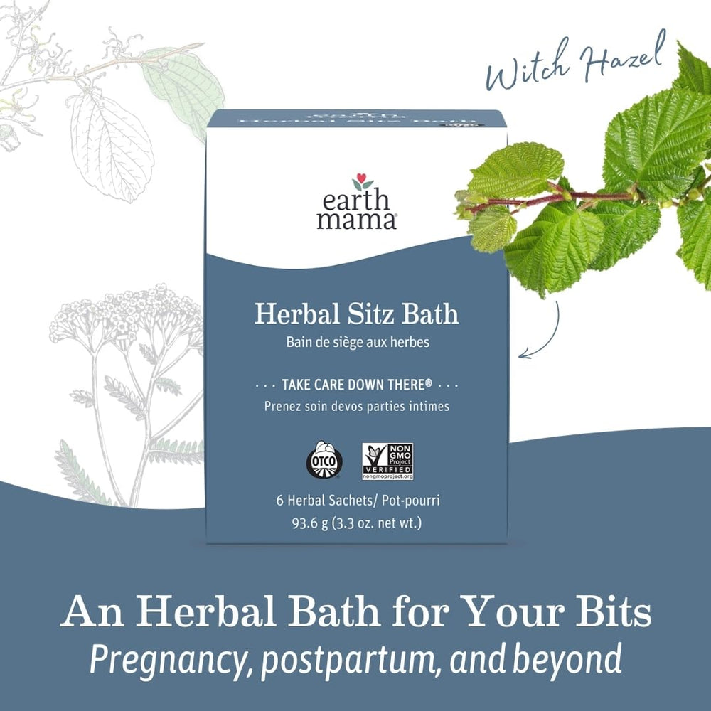 Earth Mama sitz bath being mixed in a basin illustrating simple soak preparation