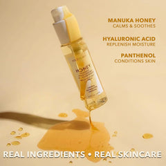 Earth To Skin serum texture close-up showing lightweight consistency and absorption