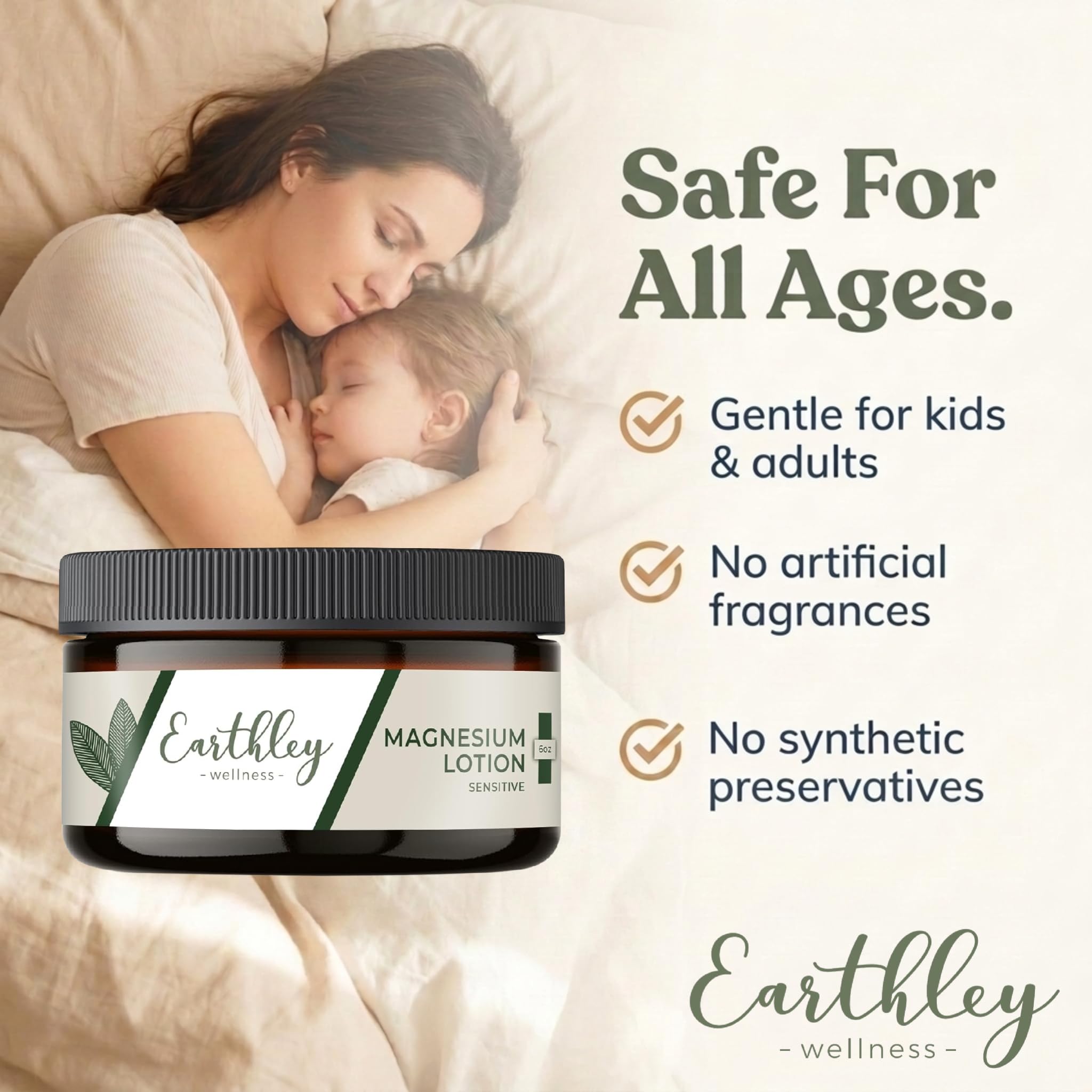 Earthley Wellness cream texture close-up showing smooth absorbent formulation