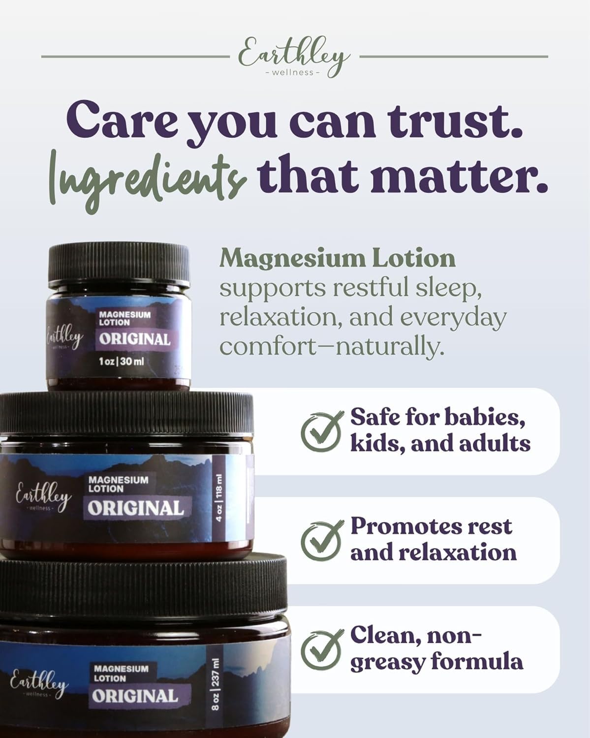 Earthley Wellness label and ingredients list showcasing transparency and natural formulation benefits