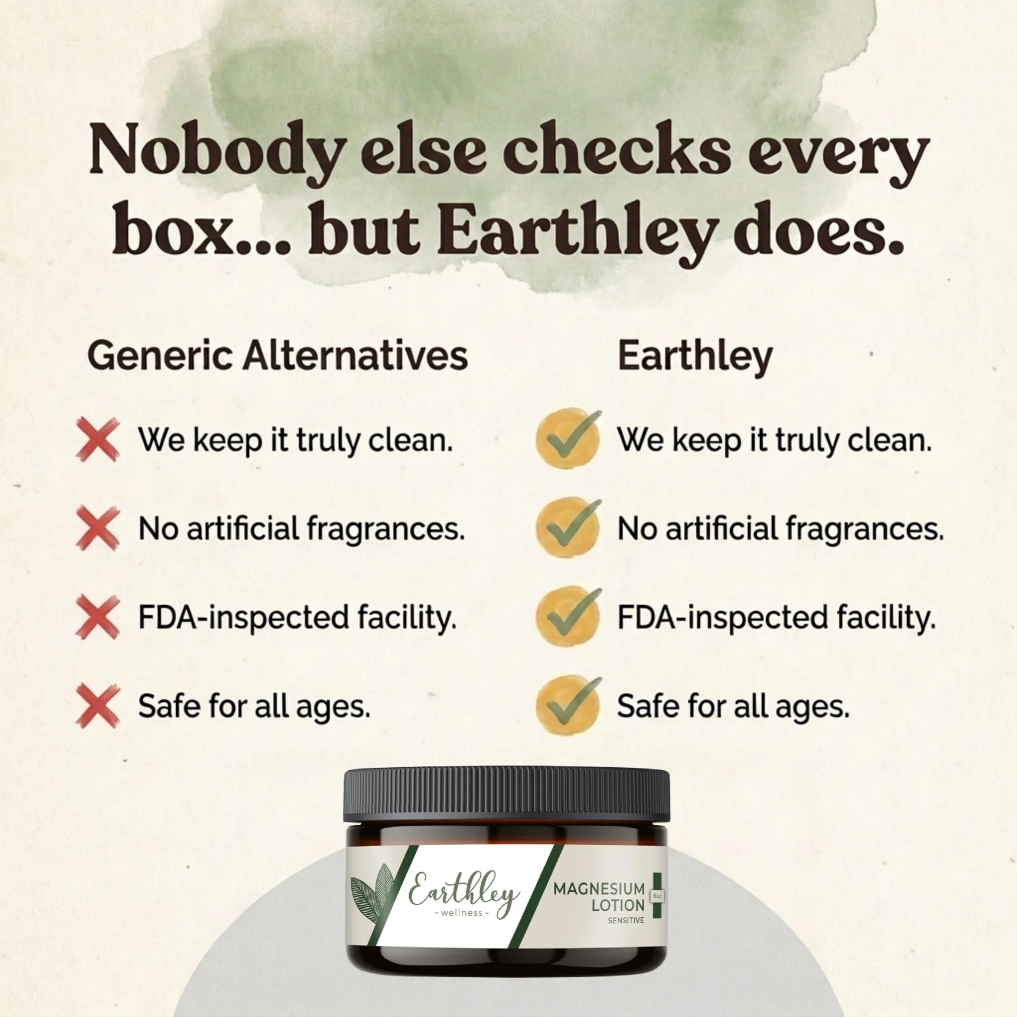 Earthley Wellness label closeup ingredients list emphasizing clean, natural sourcing