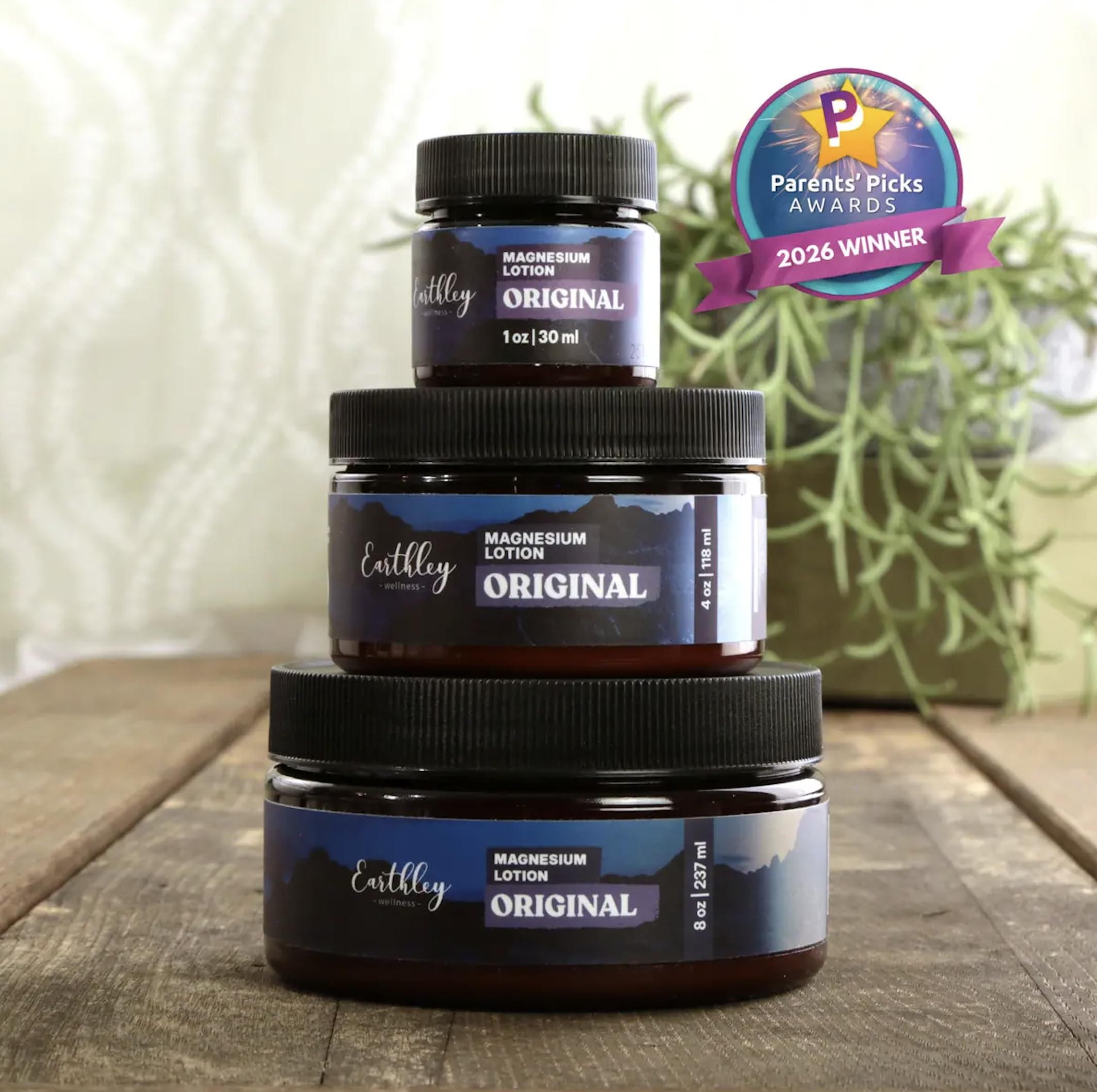 Earthley Wellness open jar top view showing rich, creamy lotion ready to use