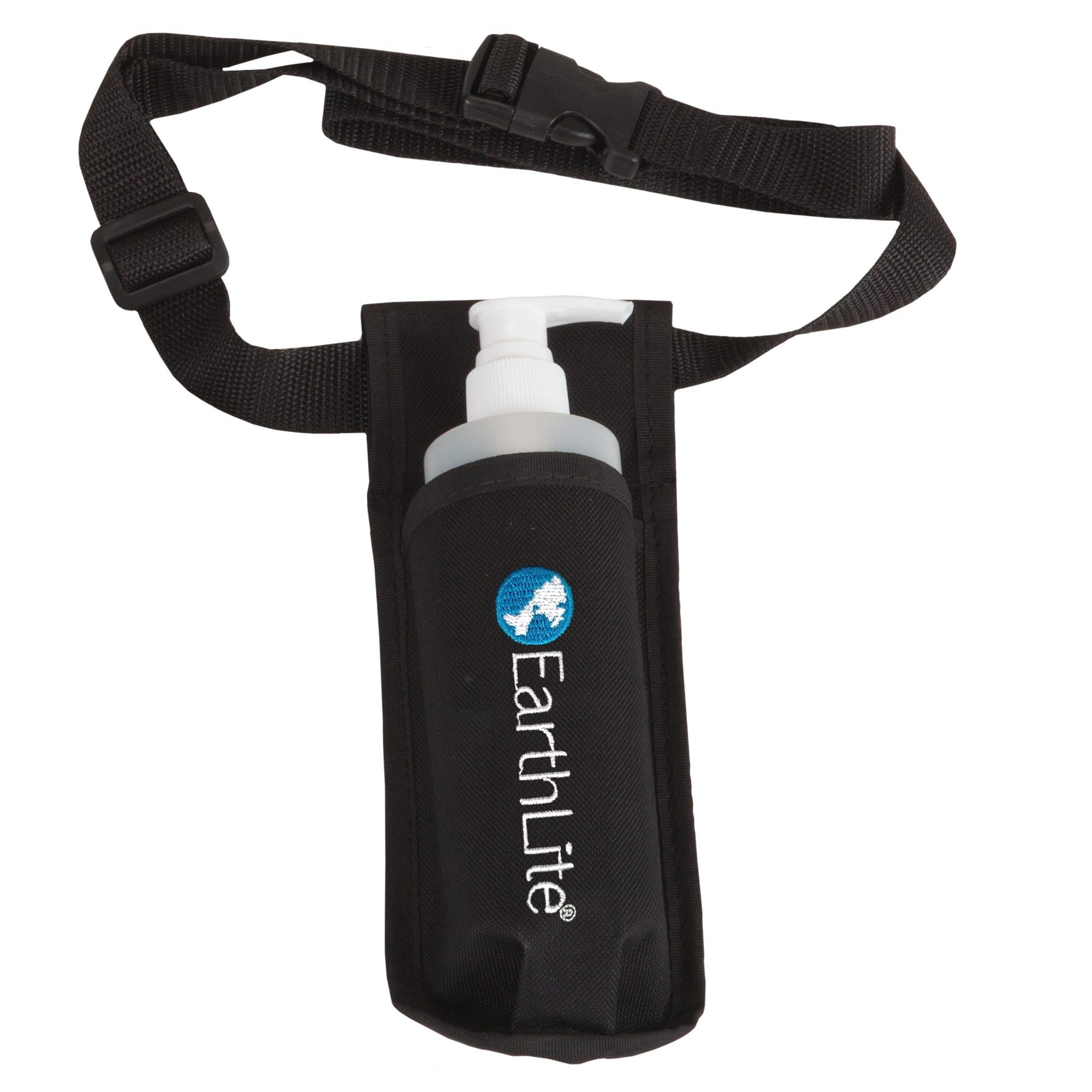 EarthLite strap close-up showing adjustable buckle and durable woven nylon for comfort