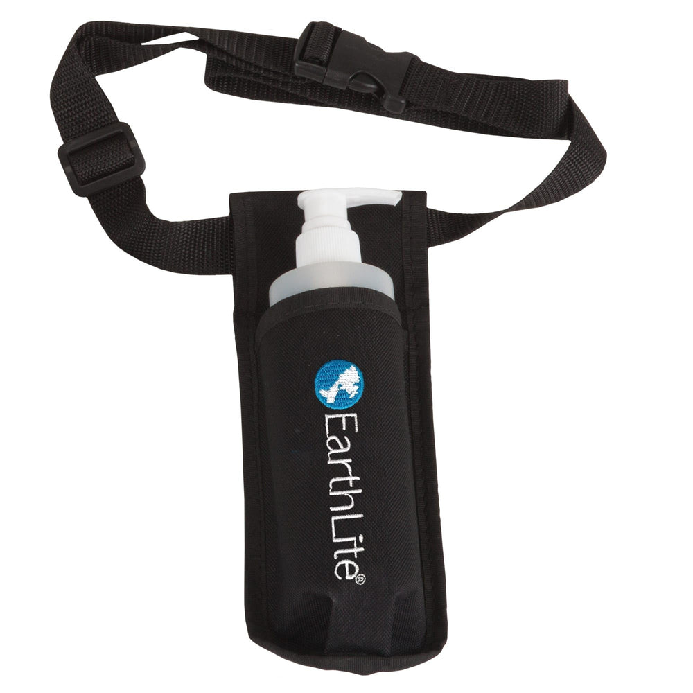 EarthLite strap close-up showing adjustable buckle and durable woven nylon for comfort