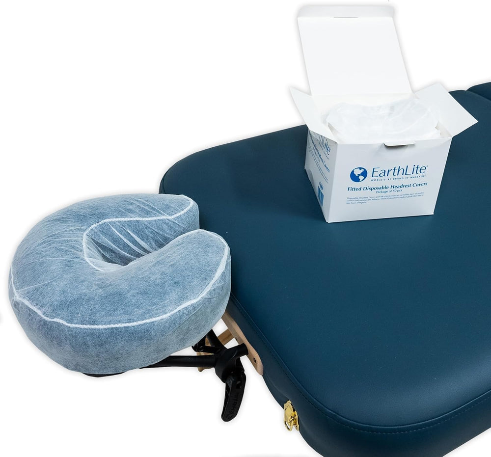 EarthLite cover in use on massage chair demonstrating sanitary client contact