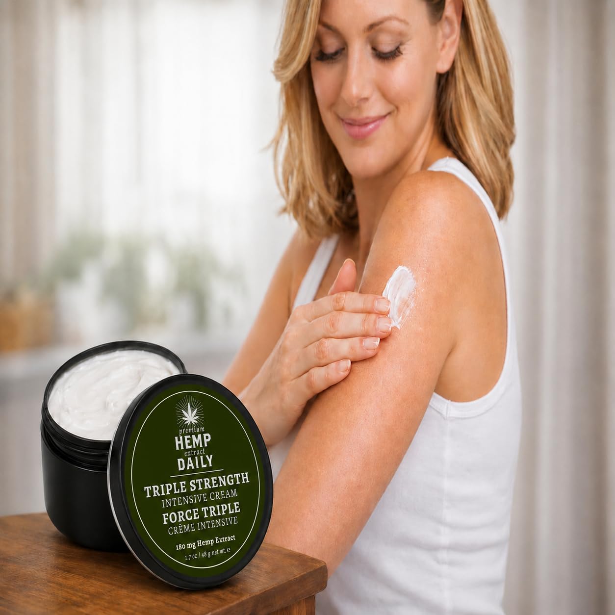 Earthly Body lid and label close-up showing product information and scent