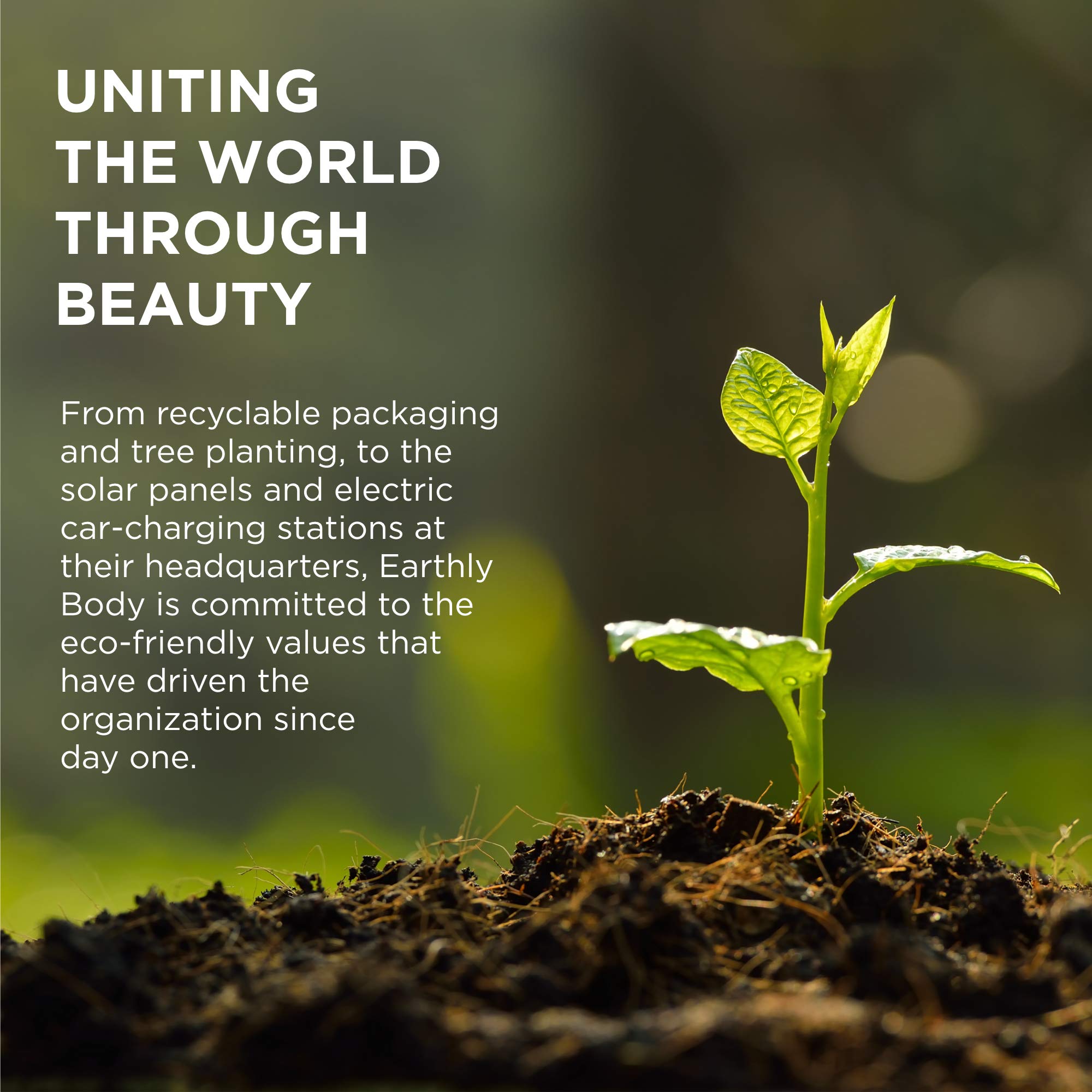 Earthly Body packaging detail emphasizing recyclable-style label and eco-conscious benefit