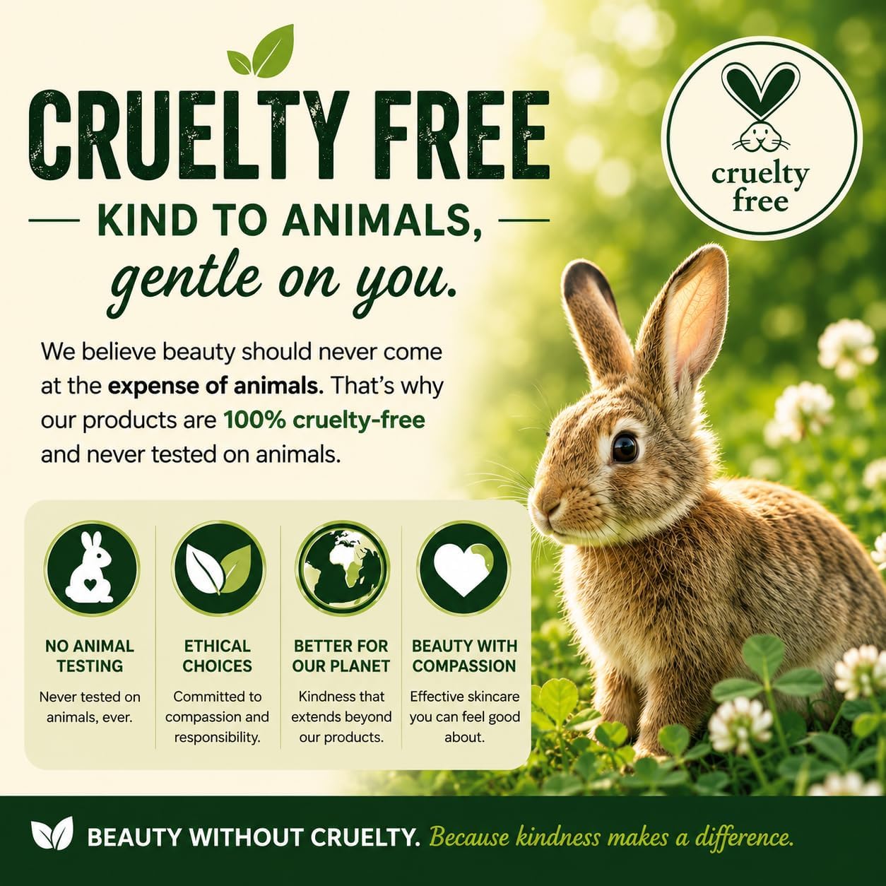 Earthly Body back label showing manufacturing and cruelty-free commitment