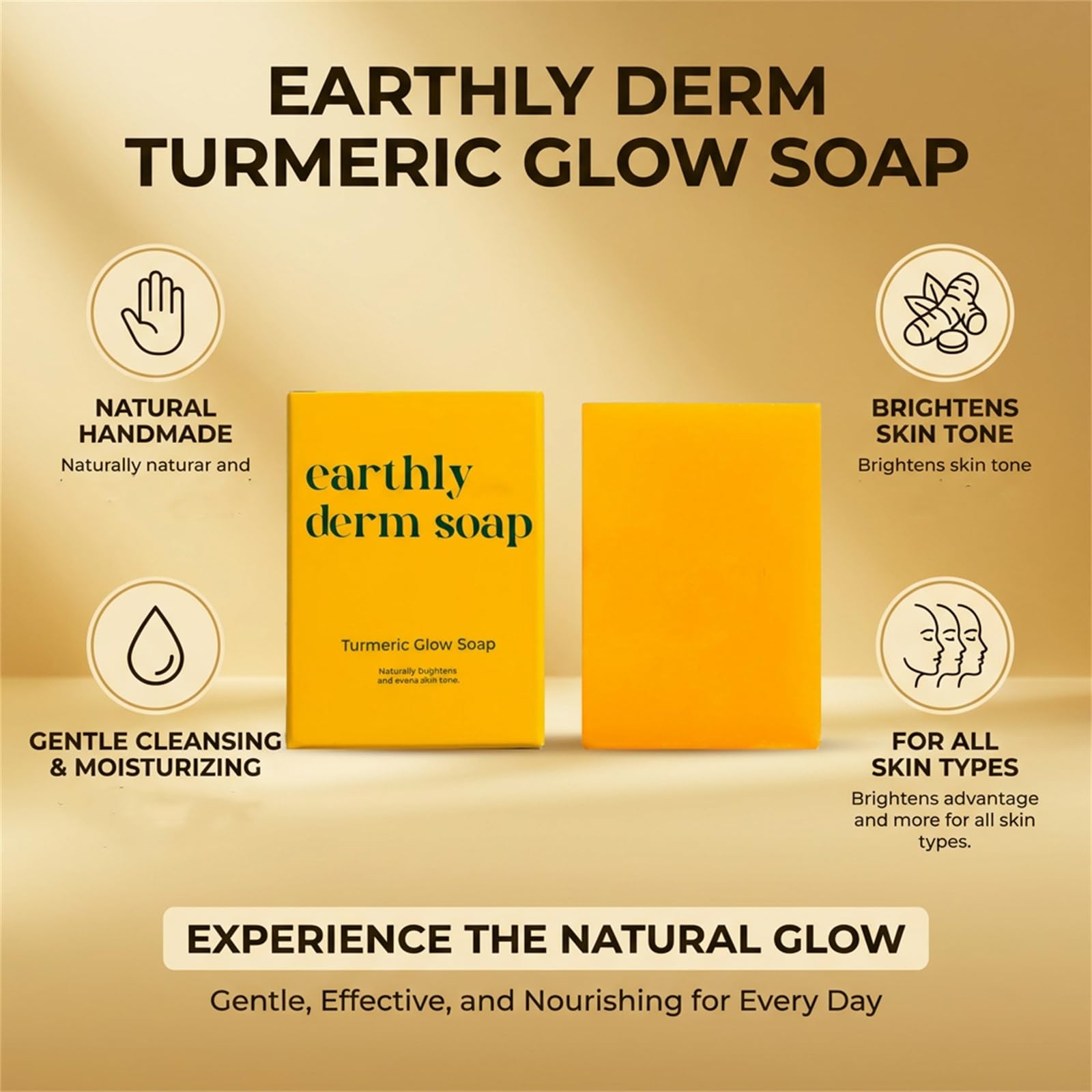 Earthly Derm soap cross-section showing turmeric color and artisanal texture
