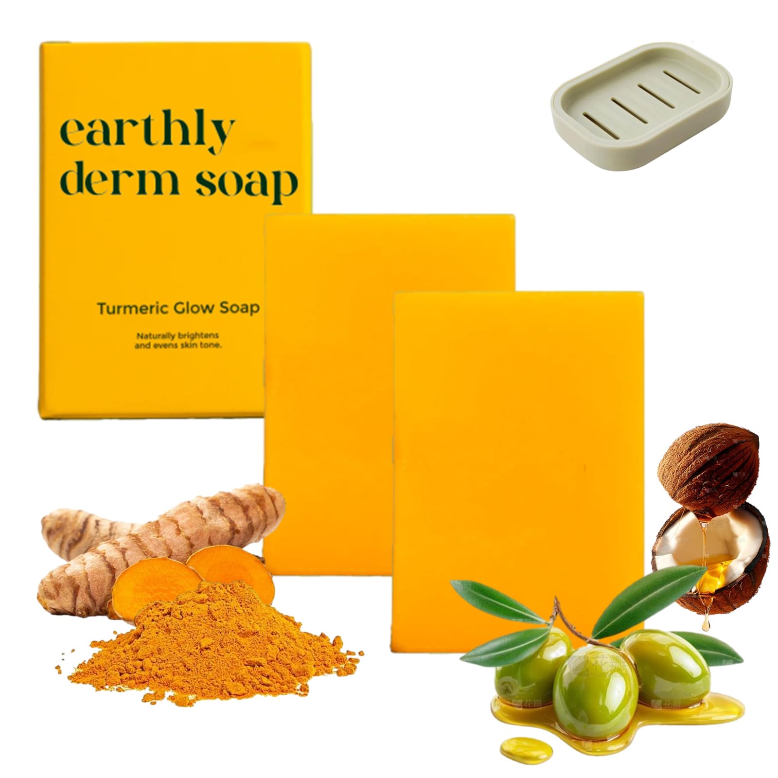 Earthly Derm front packaging showing two bars and benefit of gentle cleansing