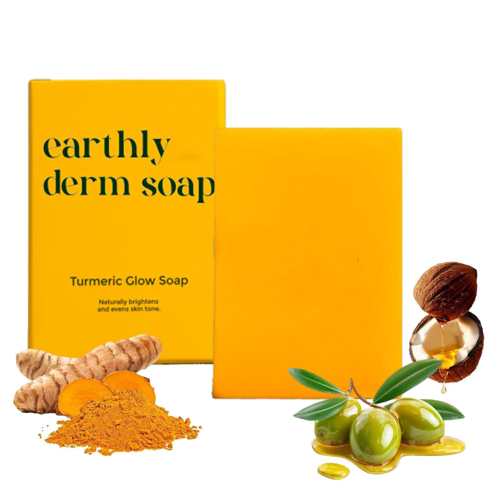 Earthly Derm soap front packaging showing bar and benefits