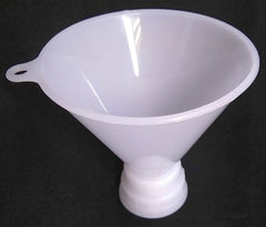 Earth's Essentials screw-on funnel detail showing spill-free refilling