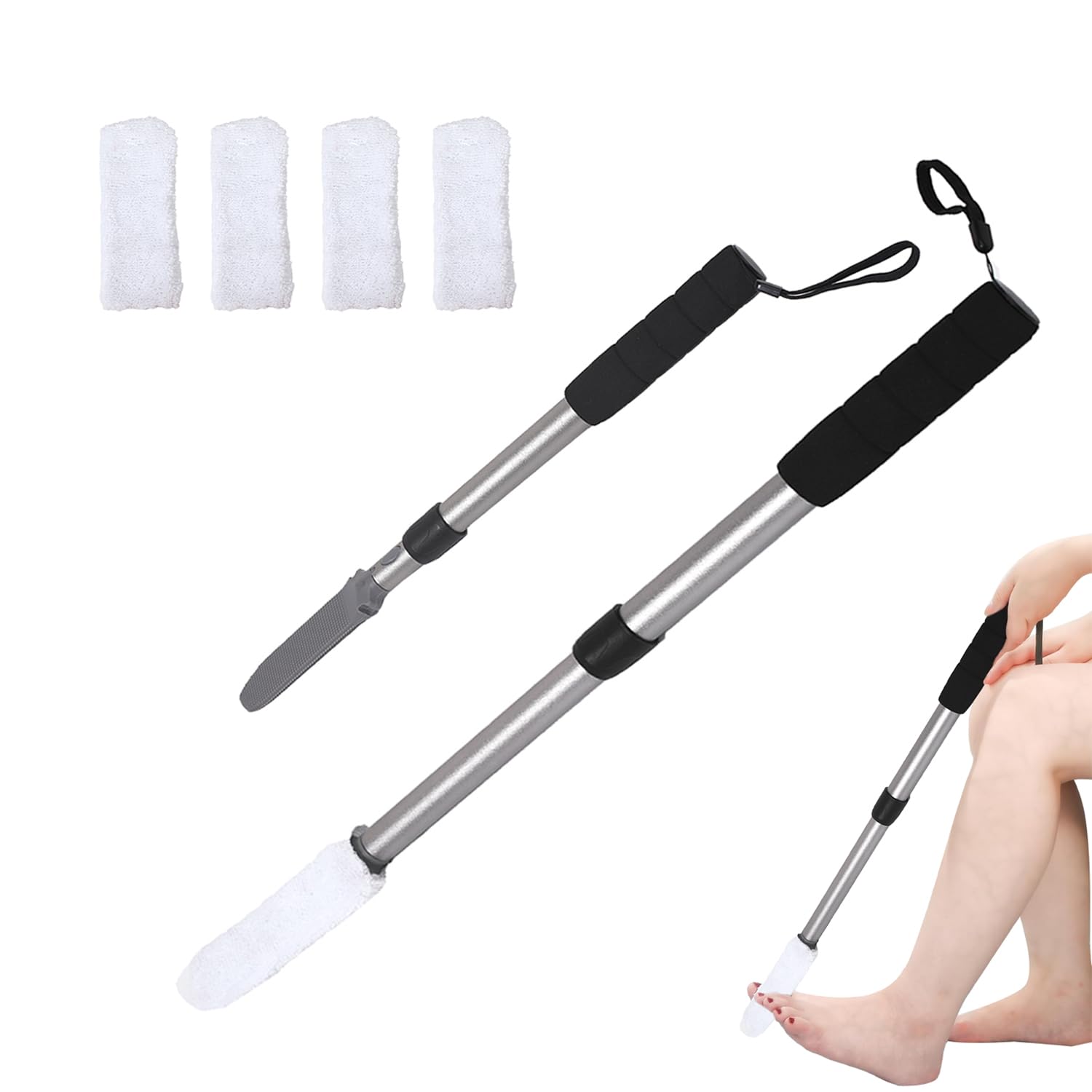 EASACE front view of long-handle applicator showing full length and white finish supports easy reach