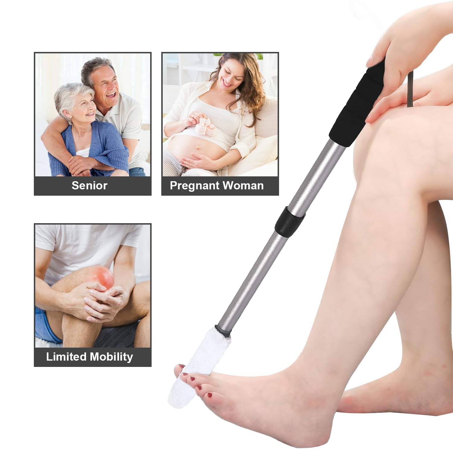 EASACE lifestyle bathroom setting highlighting practical foot care and independent grooming