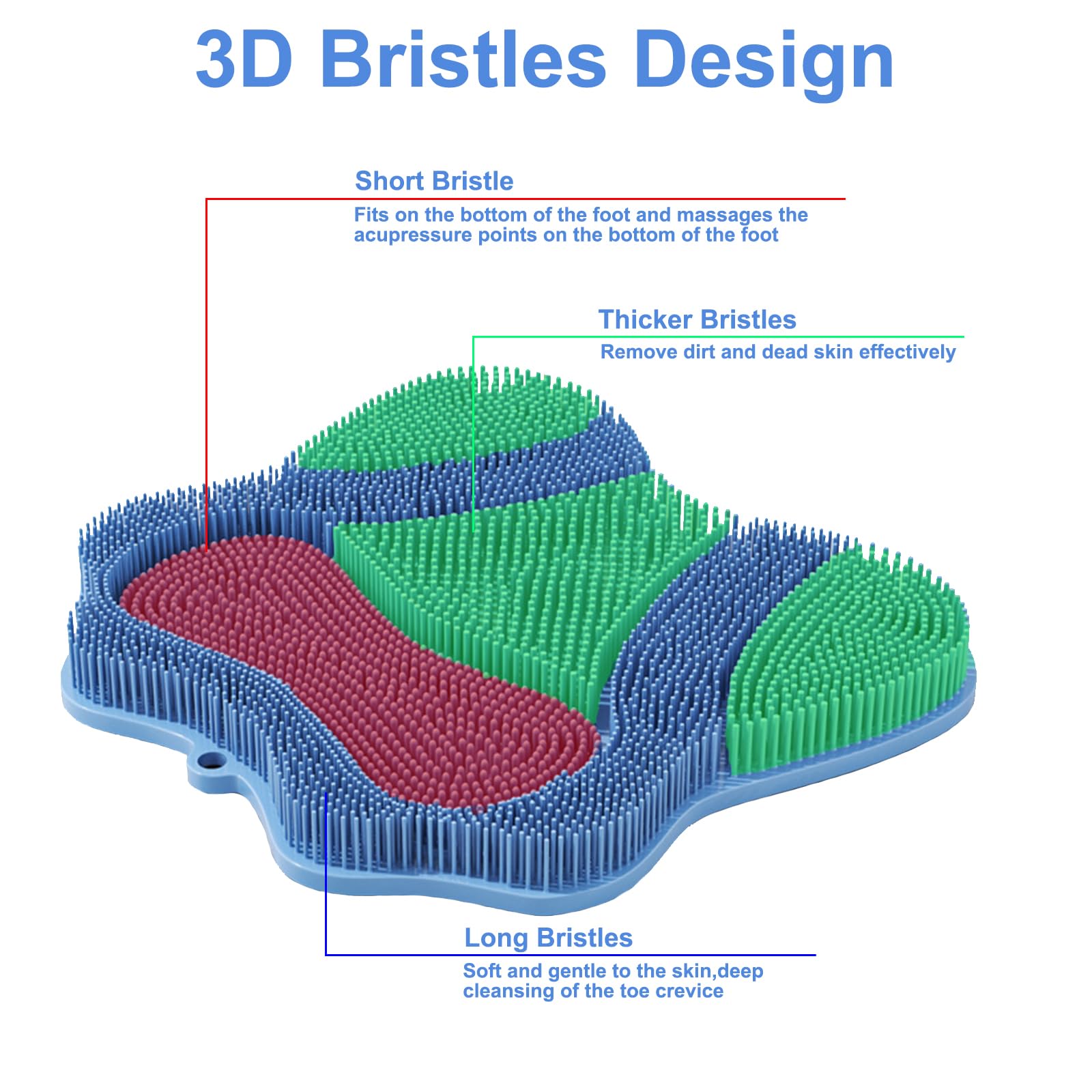 Easkite in-shower use with foot on scrubber enabling hands-free cleaning benefit
