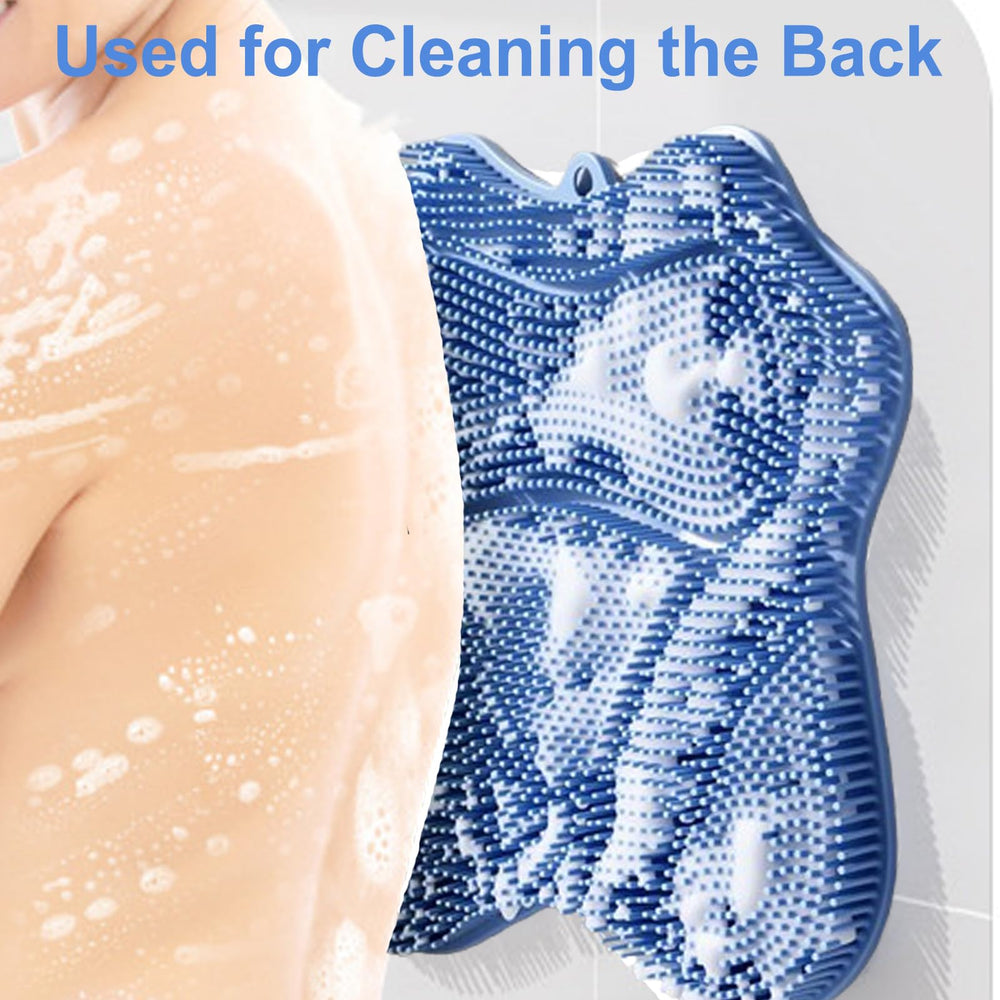 Easkite mounted on tub wall for back scrubbing reaching hard areas benefit
