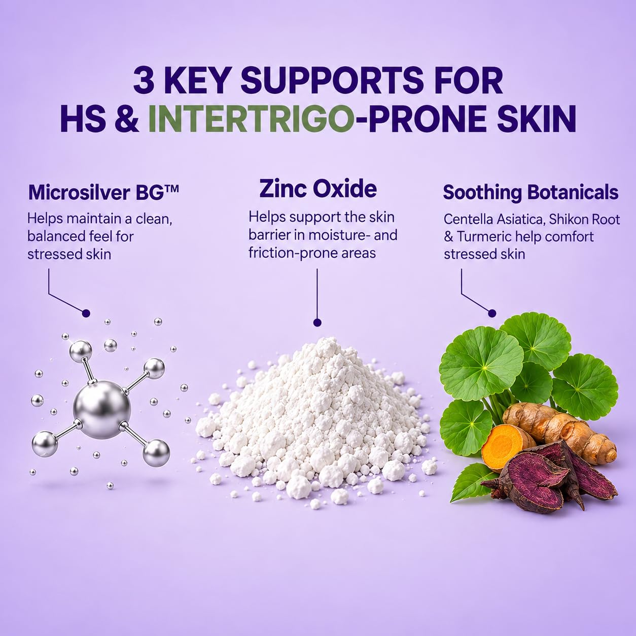 Easment ingredients label close-up showing zinc oxide and botanicals benefit