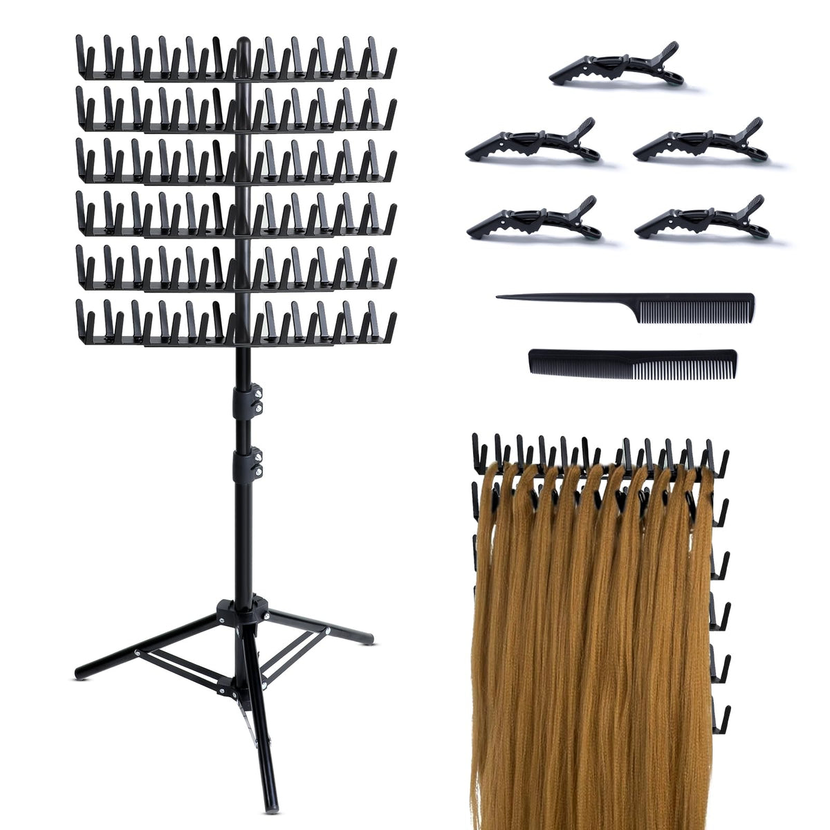 Eastdone front view of assembled rack showing 144 pegs and organized extensions benefit storage