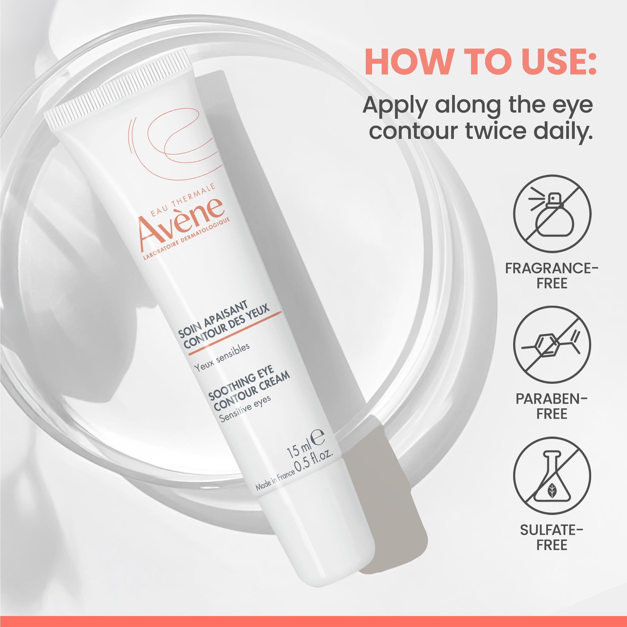Eau Thermale Avène product label close-up highlighting ingredient transparency and safety