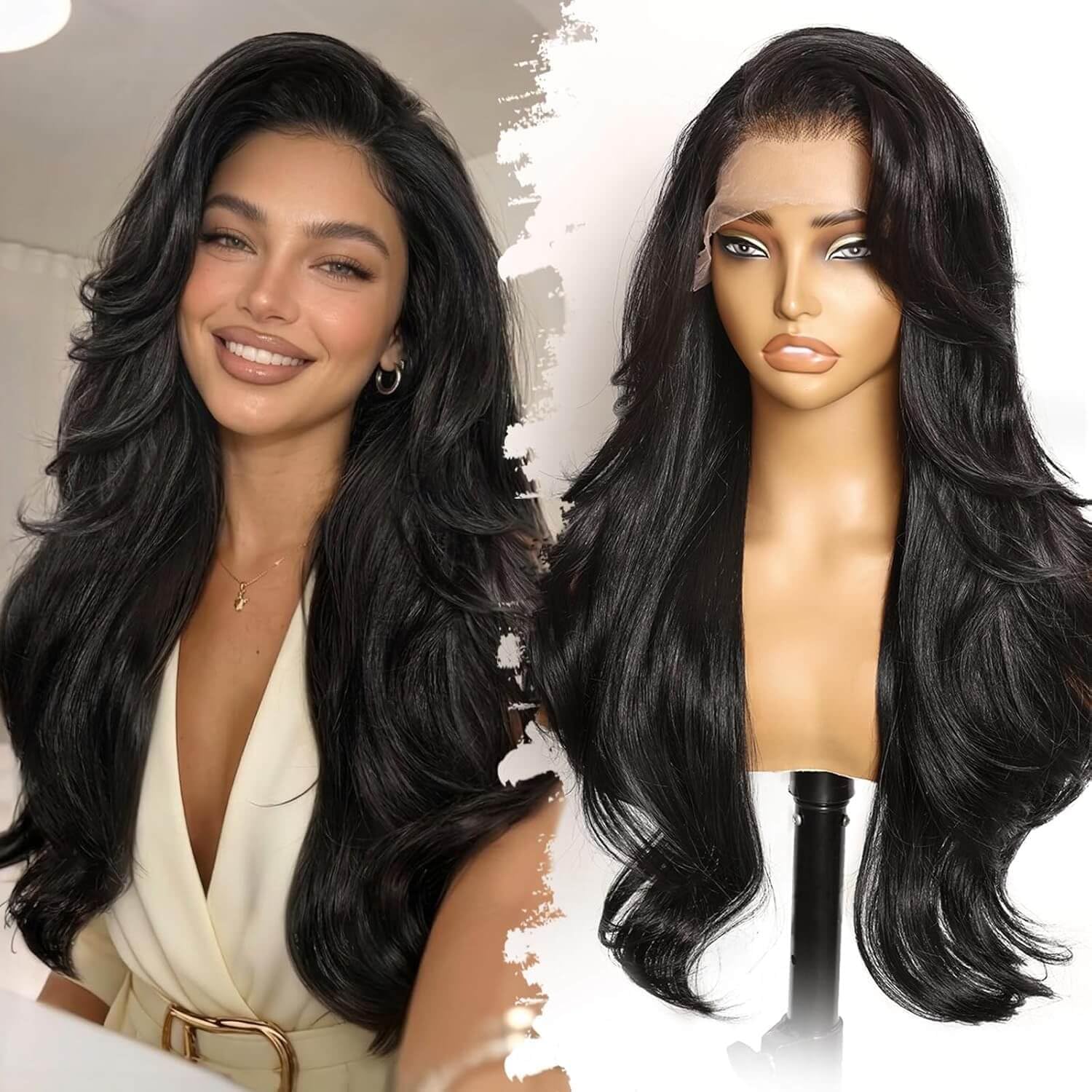 Eawwii front view showing layered waves and natural fall for polished style