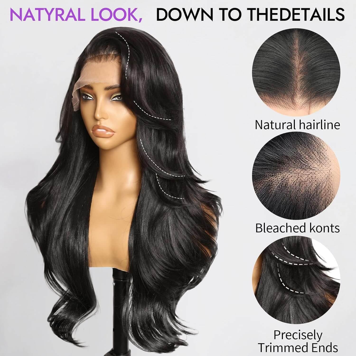 Eawwii texture close-up highlighting hair fiber shine and smooth wave definition